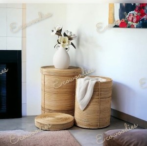 New Fashion Natural Durable Luxury Elegant <b>Beige</b> Laundry Hamper Lid Clothes <b>Storage</b> Bamboo Laundry Basket Home Multi-Functional - Product Image 5