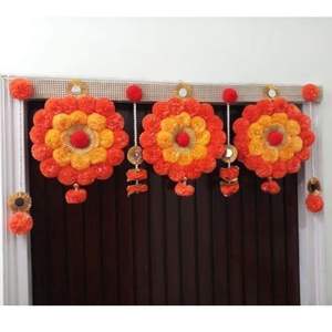 ผ้าพันคออินเดียทำด้วยมือที่สง่างามการตกแต่งแบบดั้งเดิมที่สมบูรณ์แบบสำหรับดิวาลีงานแต่งงานและห้องพูจาที่มีการปักที่มีชีวิตชีวา - Product Image 5