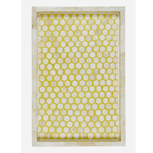 Luxury Yellow Hexagon Resin Serving Tray Decorative <b>Coffee</b> <b>Table</b> Ottoman Vanity Organizer Handcrafted Home Decor Display Accent - Product Image 2