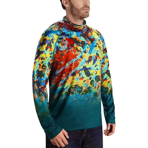 Sublimación personalizada Camisas de pesca para hombres UPF 50 + Protección solar Transpirable Anti-UV Manga larga Ropa de pesca de secado rápido - Product Image 1