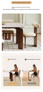 Set Tavolo da Pranzo Creativo ed Economico, Design Moderno e Semplice, Piano in Lastra di Roccia, 6 Posti, <span class=keywords><strong>Gambe</strong></span> in <span class=keywords><strong>Legno</strong></span> per Arredamento Casa e Hotel - Product Image 6