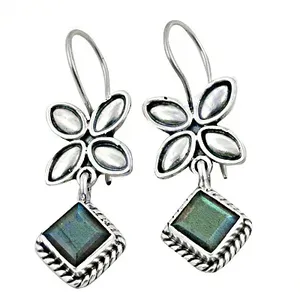 Boucles d'oreilles pendantes en argent 925 avec labradorite, accessoires de mode pour femmes - Product Image 2