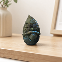 Figurine de gnome en cristal naturel sculptée à la main, polie, en pierre précieuse, pour la décoration de la maison ou du bureau, cadeau de collection