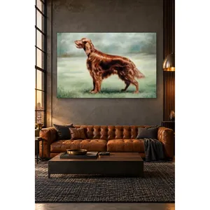 Impression sur toile de Fida, le Setter irlandais en profil sur une prairie verte - Product Image 5