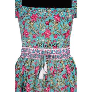 Casual Mini Women's Cotton Floral Square Neckline Woven Digital Printed Natural Waistline <b>Dress</b> for Women Party - Product Image 6