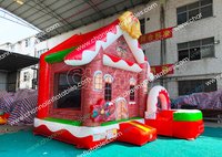 Château gonflable de Noël avec toboggan Jingle Bells, combo trampoline en PVC pour tout-petits, idéal pour jardin et fêtes d'anniversaire