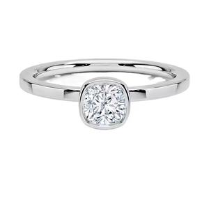 Bague solitaire en argent sterling 925 classique bague de fiançailles Moissanite coupe coussin pour femme - Product Image 1