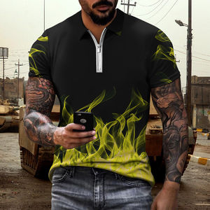 Venta al por mayor personalizado 100% poliéster hombres para Polo estilo de moda llama patrón cruzado transpirable tejido de punto precio - Product Image 6