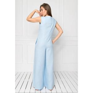 จั๊มสูทลำลองสุดหรูของผู้หญิงชุดบอดี้สูทคอวีแขนกุดชุดเอี๊ยมแฟชั่นมีเข็มขัดพิมพ์ลาย - Product Image 2