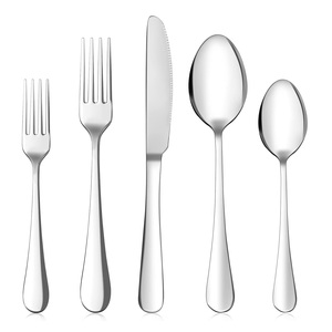 Designer Slim Handle Stainless Steel Flatware Sets <b>Mirrored</b> Polished Wedding <b>Tabletop</b> Dinnerware Cutlery - Product Image 3