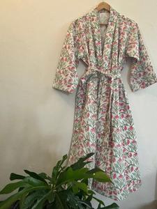 Albornoces de gofres de algodón impresos a mano de primera calidad o batas de noche Tintes sin azo hechos a mano en Jaipur India-Talla única - Product Image 3