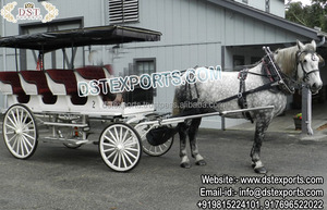 Carruaje de caballos Royal Black Sightseeing Carruaje de caballos convertible negro en Vis A Vis Chariot El último carruaje de caballos - Product Image 6