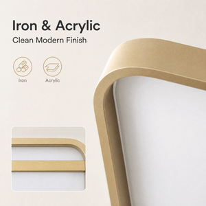 Lámpara de techo LED cuadrada moderna, montaje en superficie de hierro acrílico dorado para sala de estar, dormitorio, comedor, oficina en casa - Product Image 4