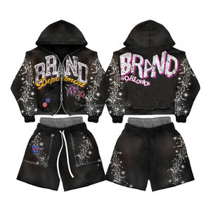 Conjuntos Deportivos de Yoga con Logotipo Personalizado, Trajes Deportivos de Otoño para Mujer, Chaqueta Corta con Cremallera y Pantalones Cortos, Conjunto de 2 Piezas, Ropa Deportiva Activa - Product Image 1