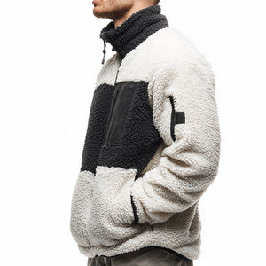 Black Sherpa Polar Fleece Jackets Men <b>Stand</b> Collar Chest Pocket Polar Fleece Jacket Men's Winter Sherpa Fleece Jacket Mens - Product Image 3