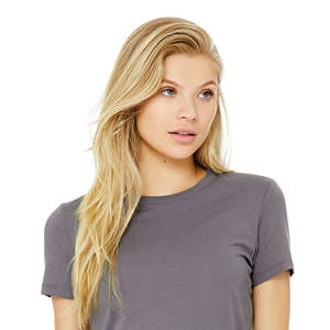 Camiseta entallada para mujer, Camiseta de algodón 100% Airlume de longitud corporal más larga y anillo tejido, 32 oz, 4,2 oz, Storm - Product Image 4