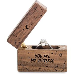 Caja de anillo de compromiso de madera clásica Vintage, caja de joyería conmemorativa tallada en forma de corazón, caja de anillo de propuesta de la India - Product Image 3