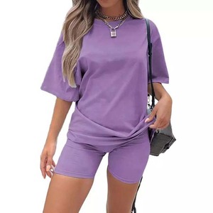 Custom Women Casual Clothing Summer <b>Two</b> <b>piece</b> <b>Set</b> Biker Shorts <b>Lounge</b> <b>Set</b> Oversize Plus Size T Shirt Jogger Shorts <b>Sets</b> 2025 - Product Image 4