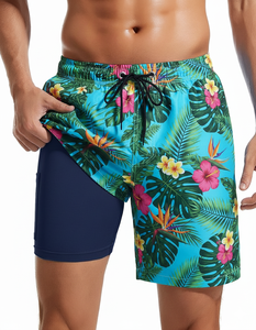 Shorts de bain pour hommes à séchage rapide, grande taille, imperméables, imprimés numériquement, en tissu Spandex/Polyester, personnalisables avec logo OEM, taille élastique, tendance - Product Image 6