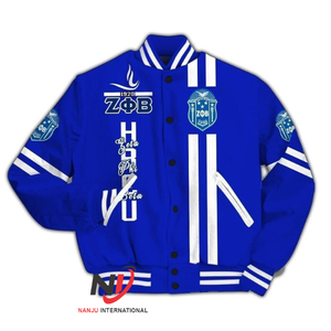 Zeta Phi Beta Sorority Broderie Femmes Letterman Veste | ZPB Soror Brodé Laine Corps En Cuir Manches Versity Veste - Product Image 6