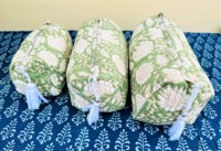 Sac en coton imprimé à la main indien, lot de 3, lavable, fermeture éclair vintage, imprimé floral, essentiels de voyage, rangement pour maquillage