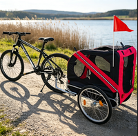 Vente en gros de poussettes portables pour animaux de compagnie HRF Orange Gray, confortables, de haute qualité, remorque double pour vélo, tissu Oxford, capacité de charge de 40 kg