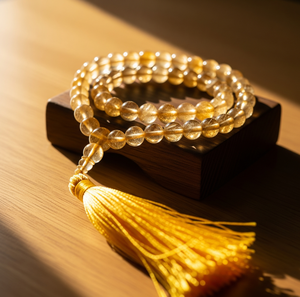 Citrine naturelle perles de lave 108 Mala perles fabriquées à la main Style bohème 6 mm collier pour femmes spirituel ethnique mode guérison - Product Image 2