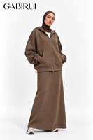Ensemble 2 pièces automne-hiver musulman : sweat à capuche zippé oversize et jupe, en coton ample et confortable 360 g/m², couleur et logo personnalisables