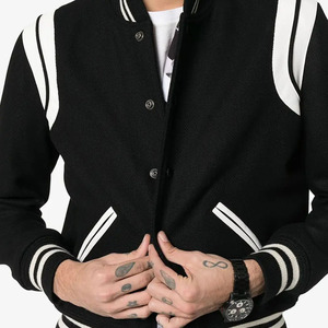 OEM Custom Black College <b>Baseball</b> <b>Bomber</b> <b>Jacket</b> Hot selling Winter Blank Plain Letterman Varsity <b>Jackets</b> for Men - Product Image 2