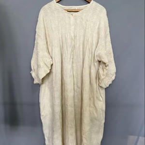 Robe en coton à la mode en lin et en coton personnalisée en usine Meilleur prix Robe en lin longue décontractée Boho Vacation Plus Chest Pad - Product Image 1