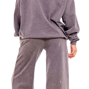 Chándal de lavado ácido de alta tendencia para mujer Chándal de moda de manga larga transpirable de peso pesado para mujer - Product Image 5