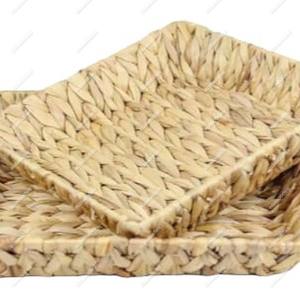 Serving Tray Boho Decorative Water Hyacinth Rattan Brown Kitchen Fringe <b>Placemats</b> Rattan <b>Rectangle</b> Home Storage Organizing Tray - Product Image 2