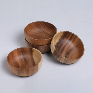 Commercial wholesale <b>dinnerware</b> set natural wood dining bowl handmade dinner serving wooden bowls - Product Image 4