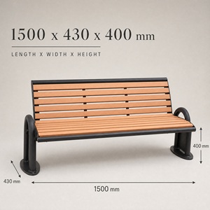 Panca <span class=keywords><strong>da</strong></span> esterno in legno con telaio in ghisa, fissaggio a terra per cortili scolastici e ingressi di ville - Product Image 3
