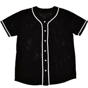 เสื้อเบสบอลสีดำแบบสั่งทำพิเศษสำหรับทีมกีฬา Tombola แขนสั้น ผ้าตาข่าย โพลีเอสเตอร์ 100% ติดกระดุมด้านหน้า สำหรับผู้ใหญ่ ใส่ได้ทั้งชายและหญิง ระบายอากาศได้ดี - Product Image 1