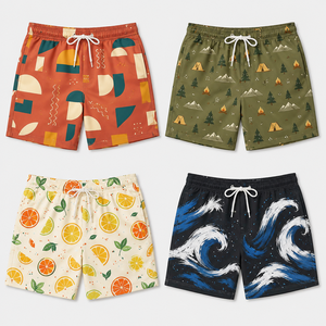 <b>Men</b> Printed Beach Shorts Digital Printing Quick Dry Swim <b>Trunks</b> Patterned Board Shorts Drawstring Waist Mid Length Woven Fabric - Product Image 1