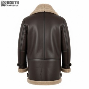 เสื้อโค้ทผู้ชายขนเฟอร์นักบินขนยาวฤดูหนาวมีซิปปิดสไตล์ไฮสตรีทหนังบางบริการบอมเบอร์ - Product Image 2