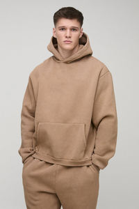 ชุดลำลอง2ชิ้นสำหรับผู้ชายกางเกงขาบานและเสื้อสวมหัวมีฮู้ด100% เสื้อวอร์มผ้าฝ้ายขนาดใหญ่สำหรับฤดูหนาว - Product Image 6