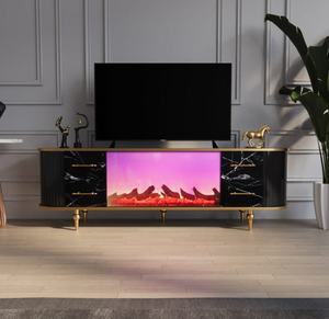 La cheminée électronique en bois TV se dresse le produit de vente chaud les supports modernes et de luxe de TV avec la connexion de Bluetooth - Product Image 1