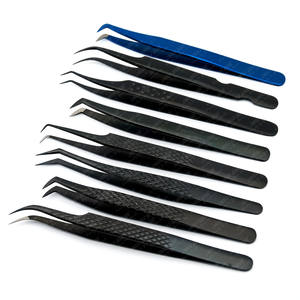 Venta al por mayor de pinzas de pestañas Boomie punta de fibra de acero inoxidable 45 grados de volumen pinzas de pestañas volumen de arranque y pinzas clásicas curvas - Product Image 1