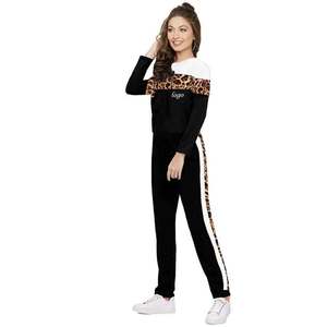 Custom high quality women's <b>tracksuits</b> Best price women's black and <b>white</b> pennal joggers <b>tracksuits</b> sweatshirt and trousers - Product Image 1