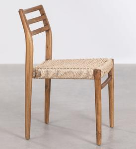 Silla de comedor de madera de teca Roxcy con muebles de teca de cuerda - Product Image 2