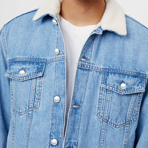 Prix de gros, logo personnalisé, denim et vestes en jean bleu noir, veste en jean en fourrure de coton pour homme - Product Image 2