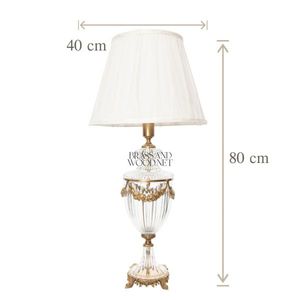 Handmade Antique Brass and <b>Crystal</b> Table Lamp with Fabric Shade Elegant Decorative Lighting for Luxury Home Decor - Product Image 2