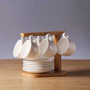 Support à tasses en bois et en métal, support à tasses à café en bois et en métal, organisateur de rangement de cuisine, support de présentation suspendu en forme de branche de feuille - Product Image 2