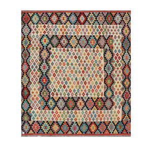 Alfombra Kilim de Maimana, Afganistán, 294 x 255 cm, Alfombras y Juegos de Alfombras Tradicionales Afganas - Product Image 1