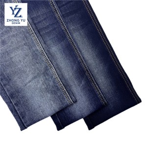 2024 Best Selling Stone Wash Stretch Raw <strong>Materials</strong> 10.8oz Twill Weave Green Yarn Cotton Poly Spandex Denim Fabric With Rayon - Product Image 3