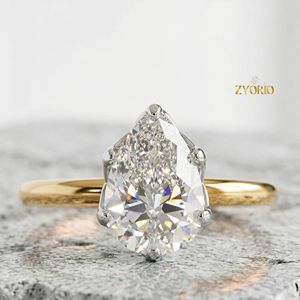 Anillo de Compromiso Solitario con Corte de Pera en Oro de 18K, Anillo de Lujo con Forma de Lágrima - Product Image 5