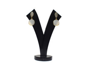 Boucles d'oreilles en argent sterling 925 faites à la main avec pierre précieuse Druzy blanche et bijoux à la mode en plaqué or pour elle - Product Image 6