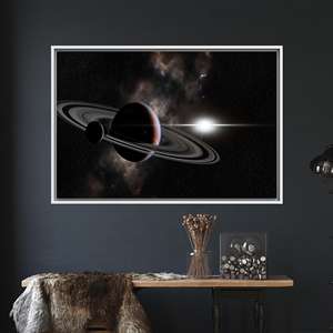 ภาพพิมพ์บนผ้าใบลายดาวเสาร์: ภาพพิมพ์ลายกาแล็กซีสำหรับคนรักไซไฟ,1P:กรอบสีขาว - Product Image 1